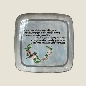 Grey Ceramic Plate With Inspirational Quote Hand-painted Bird Detail 🕊🍽 🏺